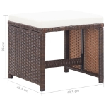 Sgabelli da Giardino 4 pz con Cuscini in Polyrattan Marrone