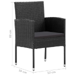 Sedie da Giardino 4 pz in Polyrattan Nero