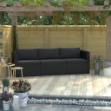 Set Divani da Giardino 3 pz con Cuscini in Polyrattan Nero