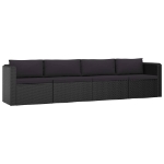 Set Divani da Giardino 4 pz con Cuscini in Polyrattan Nero