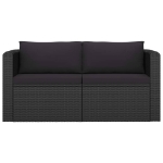 Set Divani da Giardino 2 pz con Cuscini in Polyrattan Nero