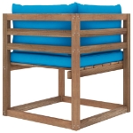 Divano Angolare da Giardino su Pallet con Cuscini Azzurro