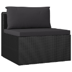 Set Divani da Giardino 3 pz con Cuscini in Polyrattan Nero