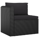 Set Divani da Giardino 4 pz con Cuscini in Polyrattan Nero