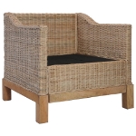 Set di Divani 3 pz con Cuscini in Rattan Naturale