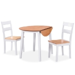 Set da Pranzo 3 pz in MDF e Legno di Hevea Bianco