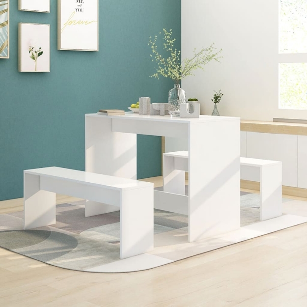 Set da Pranzo 3 pz Bianco in Truciolato