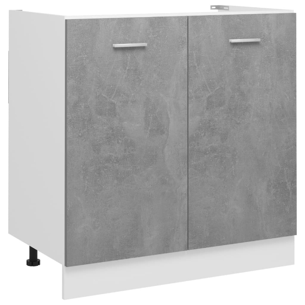 Armadio per Lavabo Grigio Cemento 80x46x81,5 cm in Truciolato