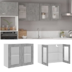 Armadio Sospeso con Vetro Grigio Cemento 80x31x60 cm Truciolato