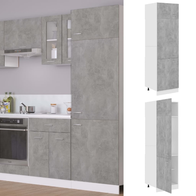 Armadio per Frigo Grigio Cemento 60x57x207 cm in Truciolato