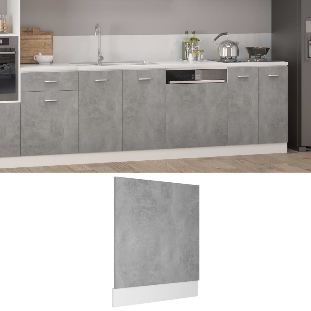 Pannello Lavastoviglie Grigio Cemento 59,5x3x67 cm Truciolato