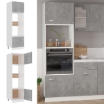 Armadio per Microonde Grigio Cemento 60x57x207 cm in Truciolato