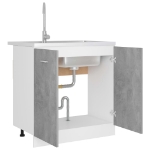 Armadio per Lavabo Grigio Cemento 80x46x81,5 cm in Truciolato