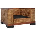 Poltrona con Cuscini in Rattan Naturale Marrone