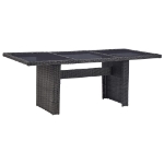 Tavolo da Giardino Nero 200x100x74 cm in Vetro e Polyrattan