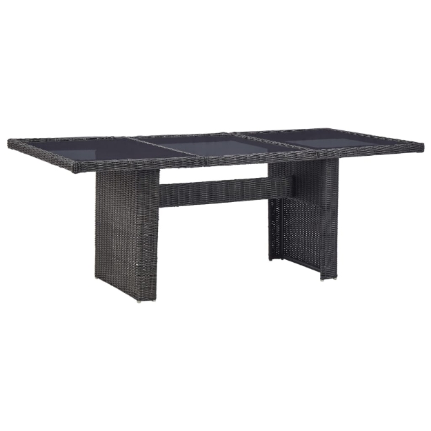 Tavolo da Giardino Nero 200x100x74 cm in Vetro e Polyrattan