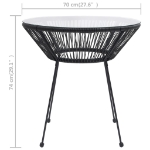 Tavolo da Pranzo per Giardino Nero Ø70x74 cm in Rattan e Vetro