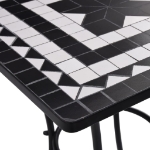 Tavolino da Bistrot con Mosaico Nero e Bianco 60 cm in Ceramica