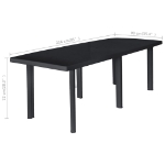 Tavolo da Giardino Antracite 216x90x72 cm in Plastica