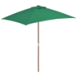 Ombrellone da Esterni con Palo in Legno 150x200 cm Verde