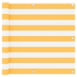Paravento da Balcone Bianco e Giallo 90x300 cm Tessuto Oxford