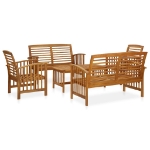 Set Divani da Giardino 5 pz in Legno Massello di Acacia