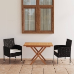 Set Mobili da Pranzo Giardino 3pz Polyrattan e Massello Acacia