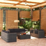 Set Divani da Giardino 9 pz con Cuscini in Polyrattan Grigio