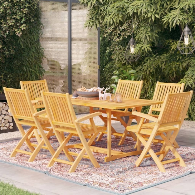 Set da Pranzo da Giardino 7 pz in Legno Massello di Teak