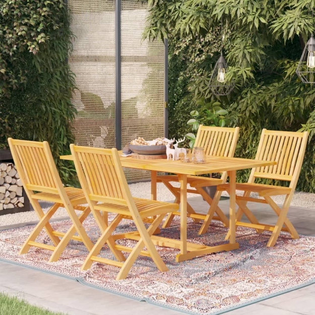 Set da Pranzo da Giardino 5 pz in Legno Massello di Teak