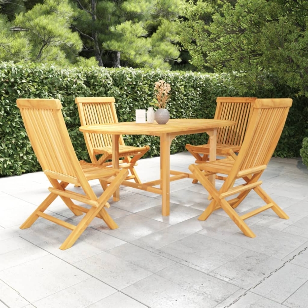 Set da Pranzo da Giardino 5 pz in Legno Massello di Teak