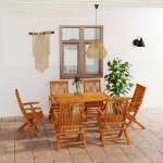 Set da Pranzo da Giardino 7 pz in Legno Massello di Teak