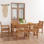 Set da Pranzo per Esterni 7 pz in Legno Massello di Teak