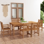 Set da Pranzo per Esterni 7 pz in Legno Massello di Teak