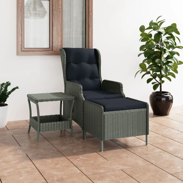 Set Divani da Giardino 2pz con Cuscini Polyrattan Grigio Chiaro