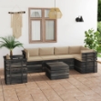 Set Divani da Giardino su Pallet 7 pz con Cuscini Massello Pino