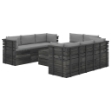 Set Divani da Giardino su Pallet 9 pz con Cuscini Massello Pino