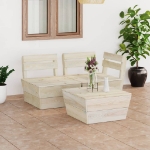 Set Divani da Giardino su Pallet 3 pz in Legno Abete Impregnato