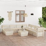 Set Divani da Giardino su Pallet 9 pz in Legno Abete Impregnato