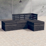 Set Divani da Giardino su Pallet 4 pz Legno Pino Grigio Scuro