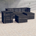 Set Divani da Giardino su Pallet 6 pz Legno Pino Grigio Scuro