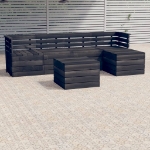 Set Divani da Giardino su Pallet 6 pz Legno Pino Grigio Scuro