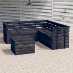 Set Divani da Giardino su Pallet 6 pz Legno Pino Grigio Scuro