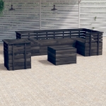 Set Divani da Giardino su Pallet 7 pz Legno Pino Grigio Scuro