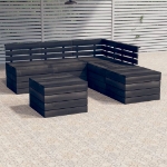 Set Divani da Giardino su Pallet 6 pz Legno Pino Grigio Scuro