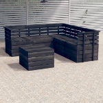 Set Divani da Giardino su Pallet 6 pz Legno Pino Grigio Scuro