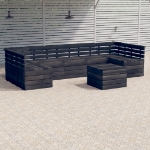 Set Divani da Giardino su Pallet 7 pz Legno Pino Grigio Scuro