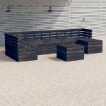 Set Divani da Giardino su Pallet 8 pz Legno Pino Grigio Scuro