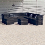 Set Divani da Giardino su Pallet 9 pz Legno Pino Grigio Scuro