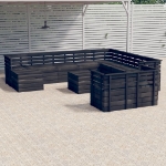 Set Divani da Giardino su Pallet 10 pz Legno Pino Grigio Scuro